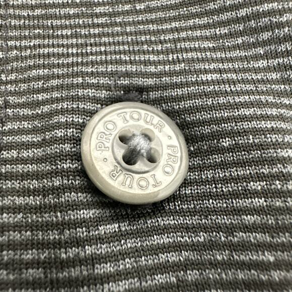 Pro Tour Mens Cool Play Golf Long Sleeve Polo Shirt Medium Gray Pinstripe - Picture 5 of 7